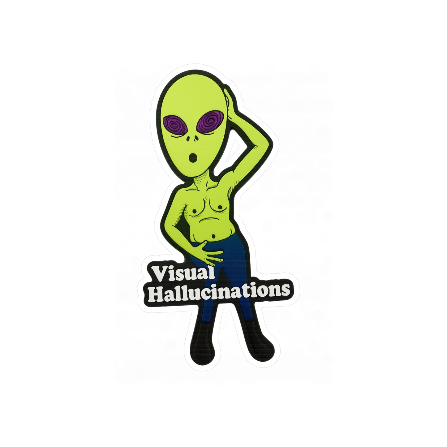Alien Sticker — 'Visual Hallucinations' Kiss-Cut Vinyl Decal