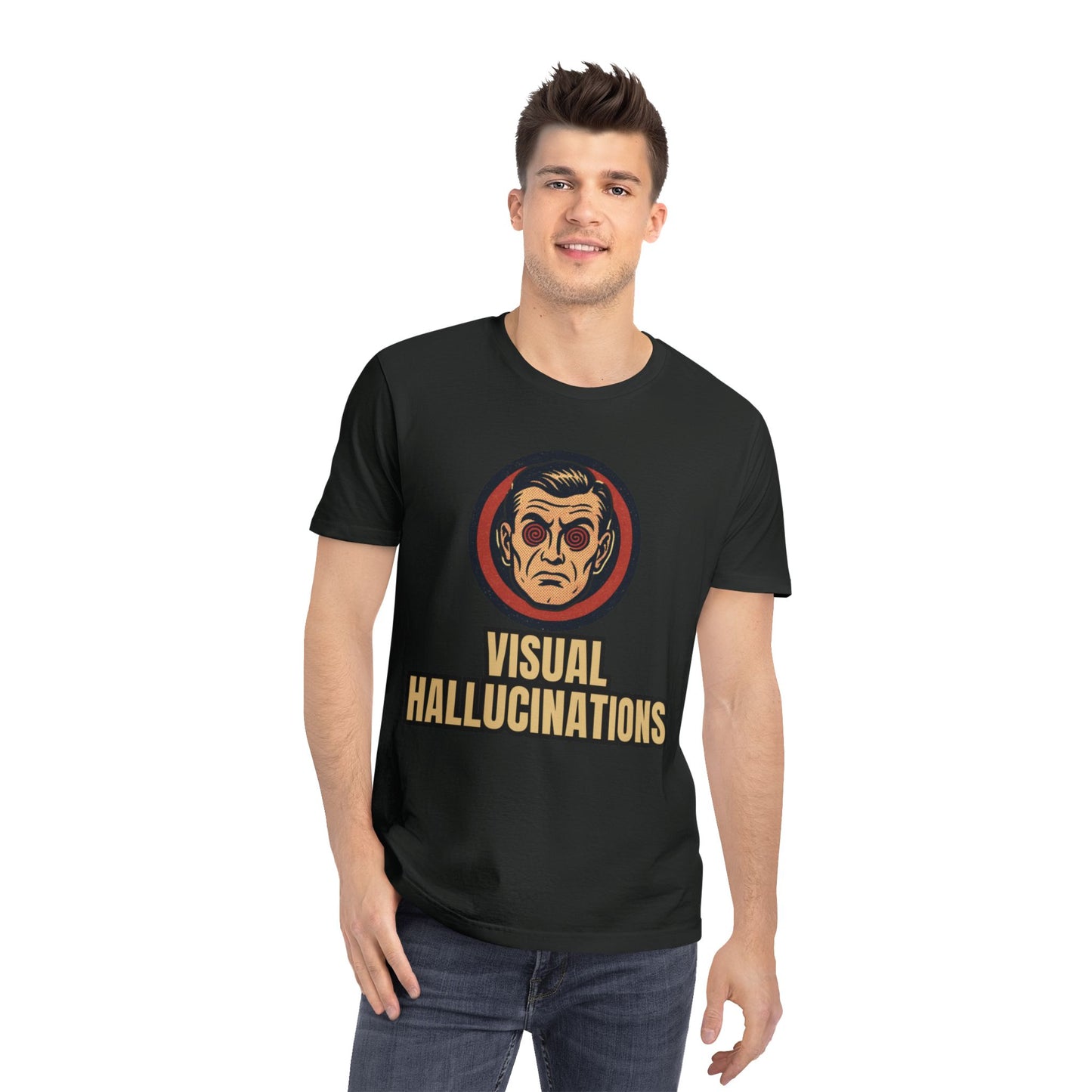 Visual Hallucinations Skull Logo T-Shirt | Retro Psychedelic Illustration