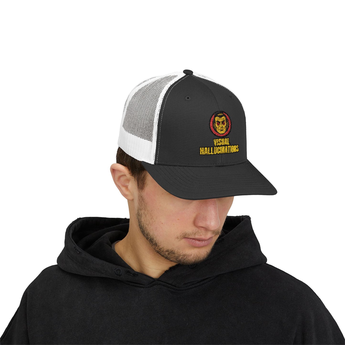 Trucker Cap — Vintage Logo ‘Visual Hallucinations’ Embroidered Snapback