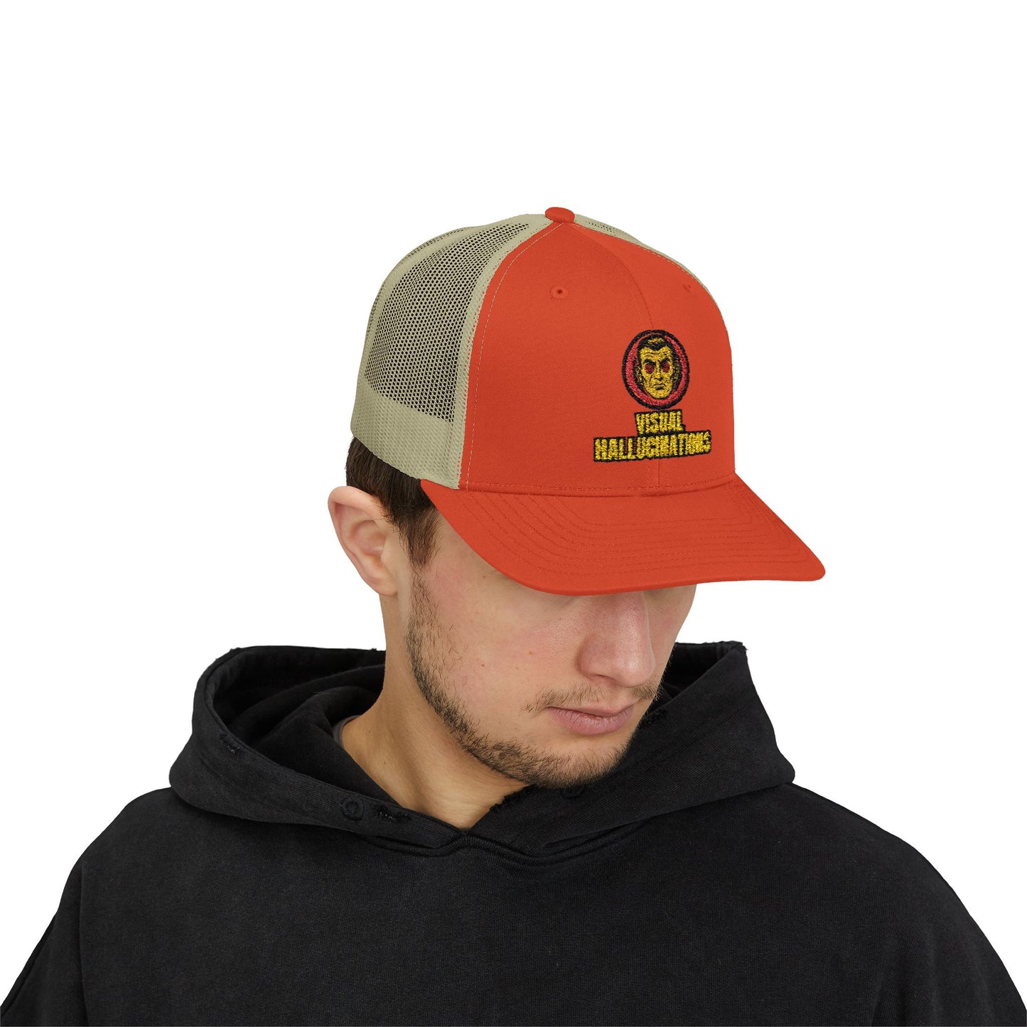 Trucker Cap — Vintage Logo ‘Visual Hallucinations’ Embroidered Snapback