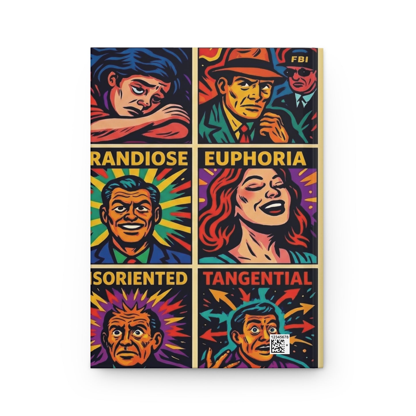 Mental Health Symptoms Hardcover Journal — Vintage Psychosis Illustration Notebook
