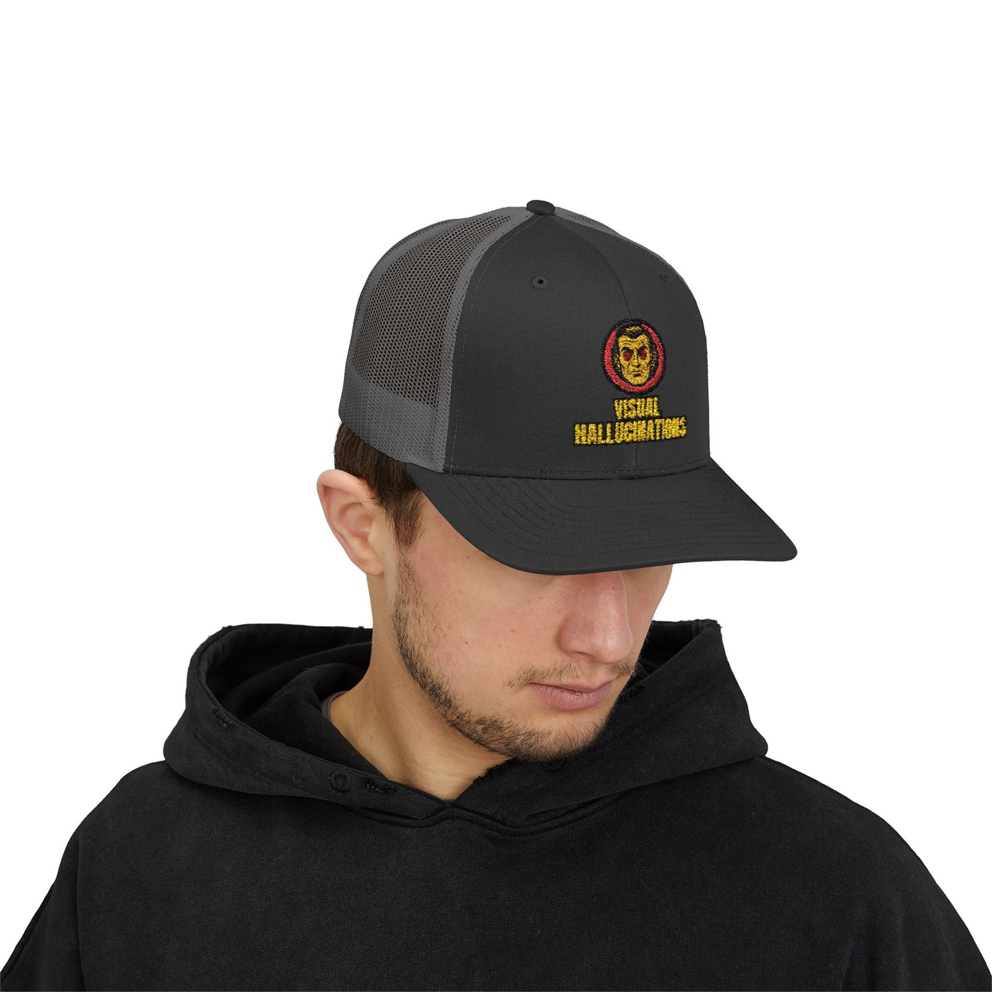 Trucker Cap — Vintage Logo ‘Visual Hallucinations’ Embroidered Snapback