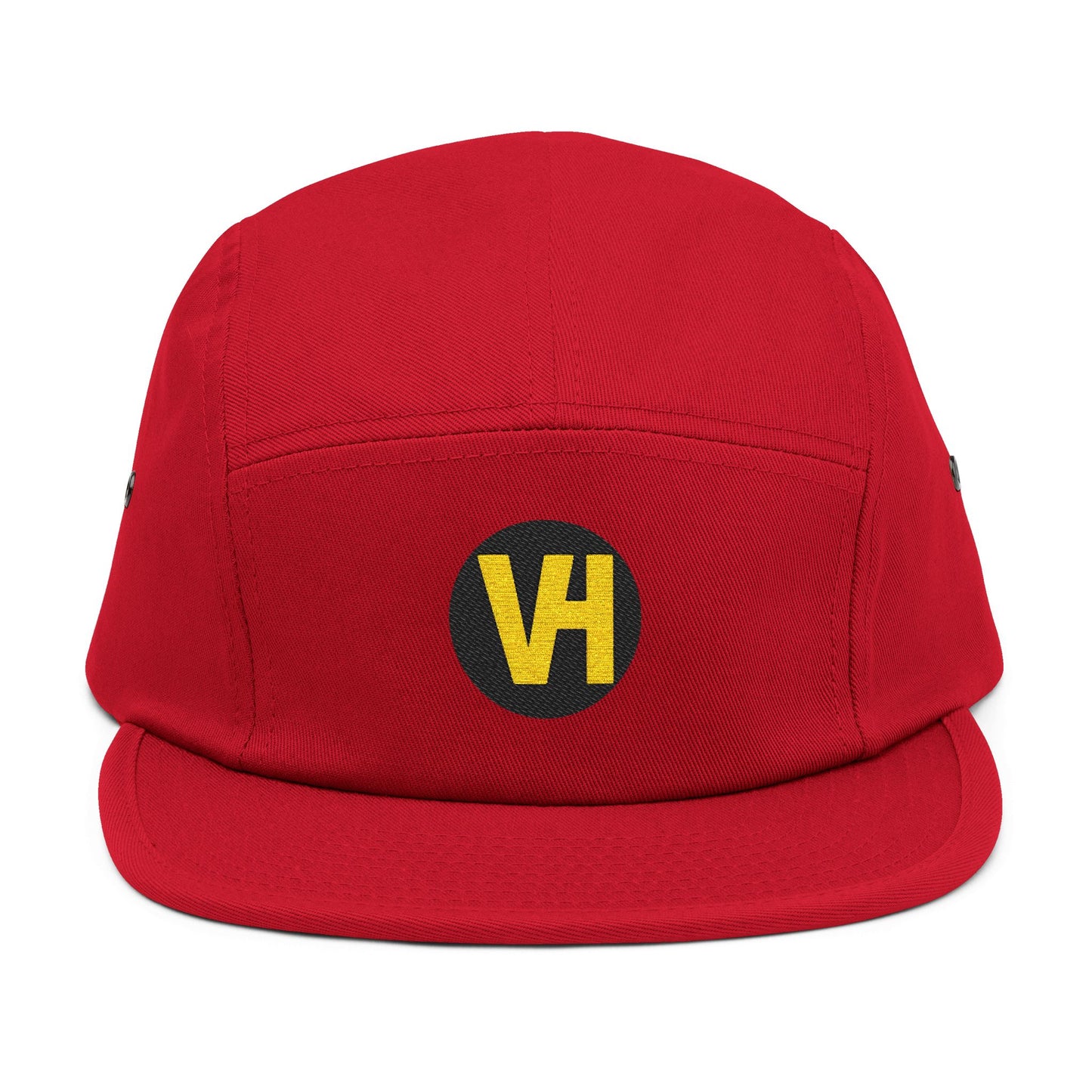 Embroidered VH Logo 5-Panel Cap — Khaki Cotton Camper Hat