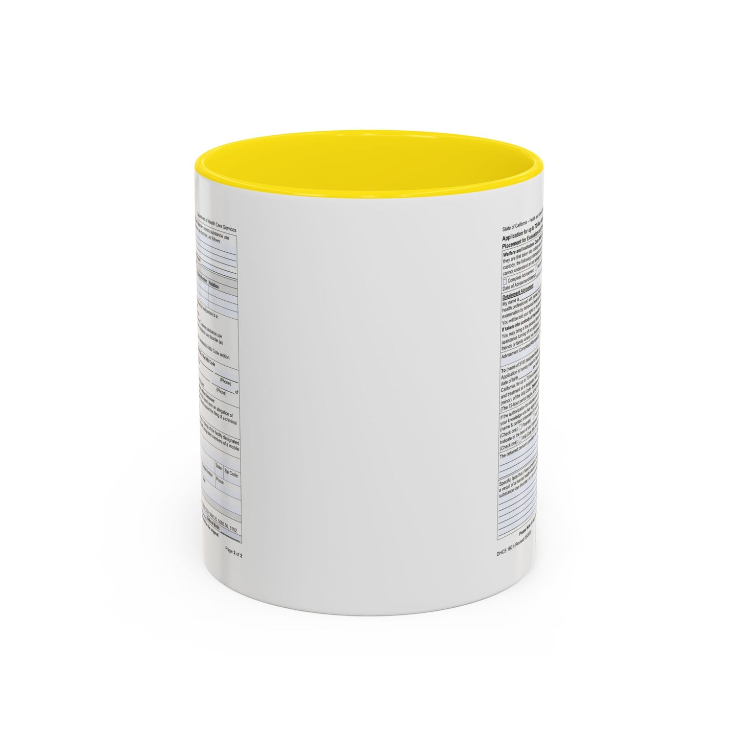 Coffee Mug with California WIC 5150 criteria — Novelty Accent Mug (11/15 oz)