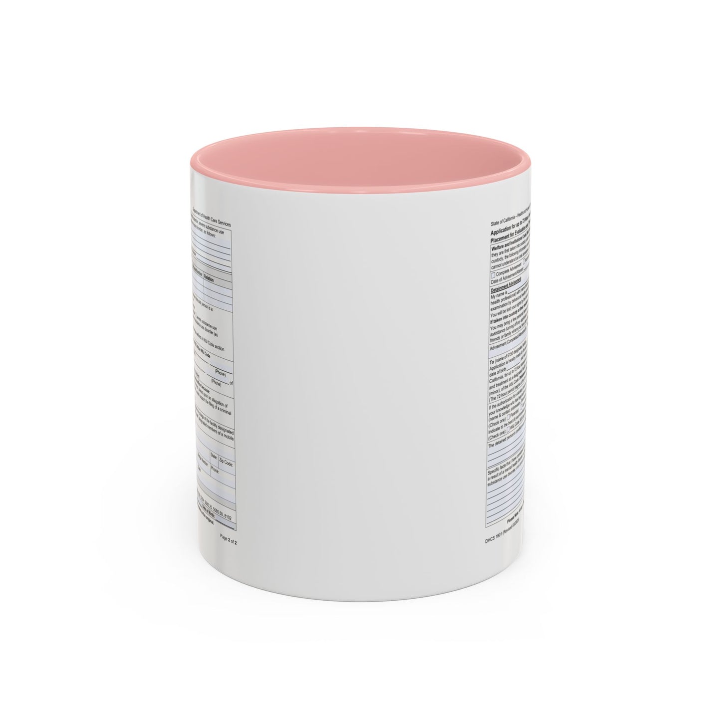 Coffee Mug with California WIC 5150 criteria — Novelty Accent Mug (11/15 oz)