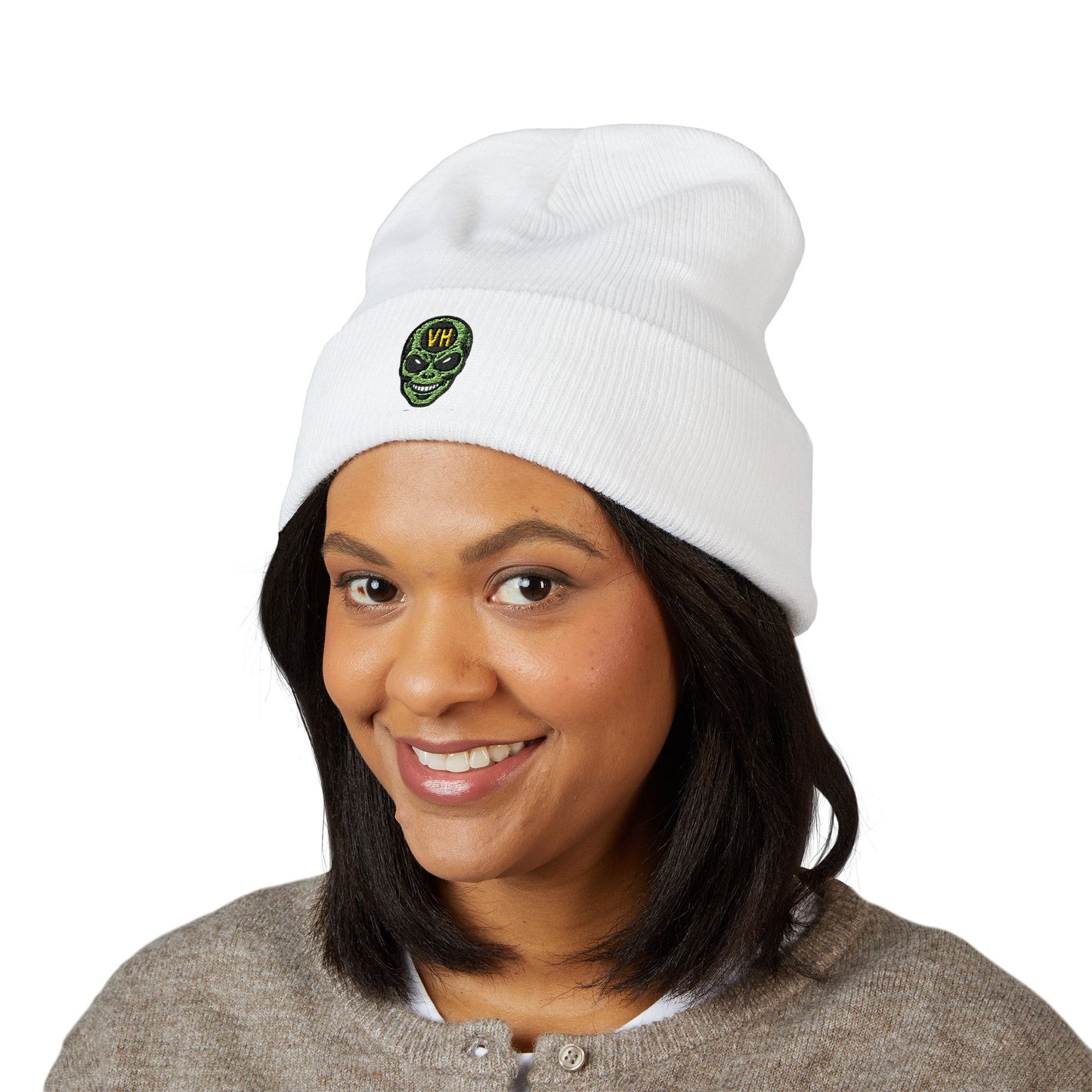 Schizo Alien Comic Beanie — '5150' Psychiatric Nurse & Social Worker Dark Humor Embroidered Cuffed Beanie