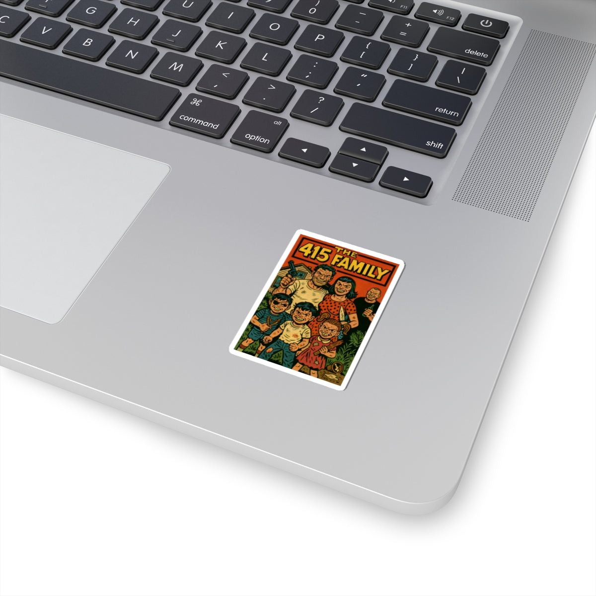 The 415 Family Vintage Comic Sticker — Dark Retro Horror Kiss-Cut Sticker