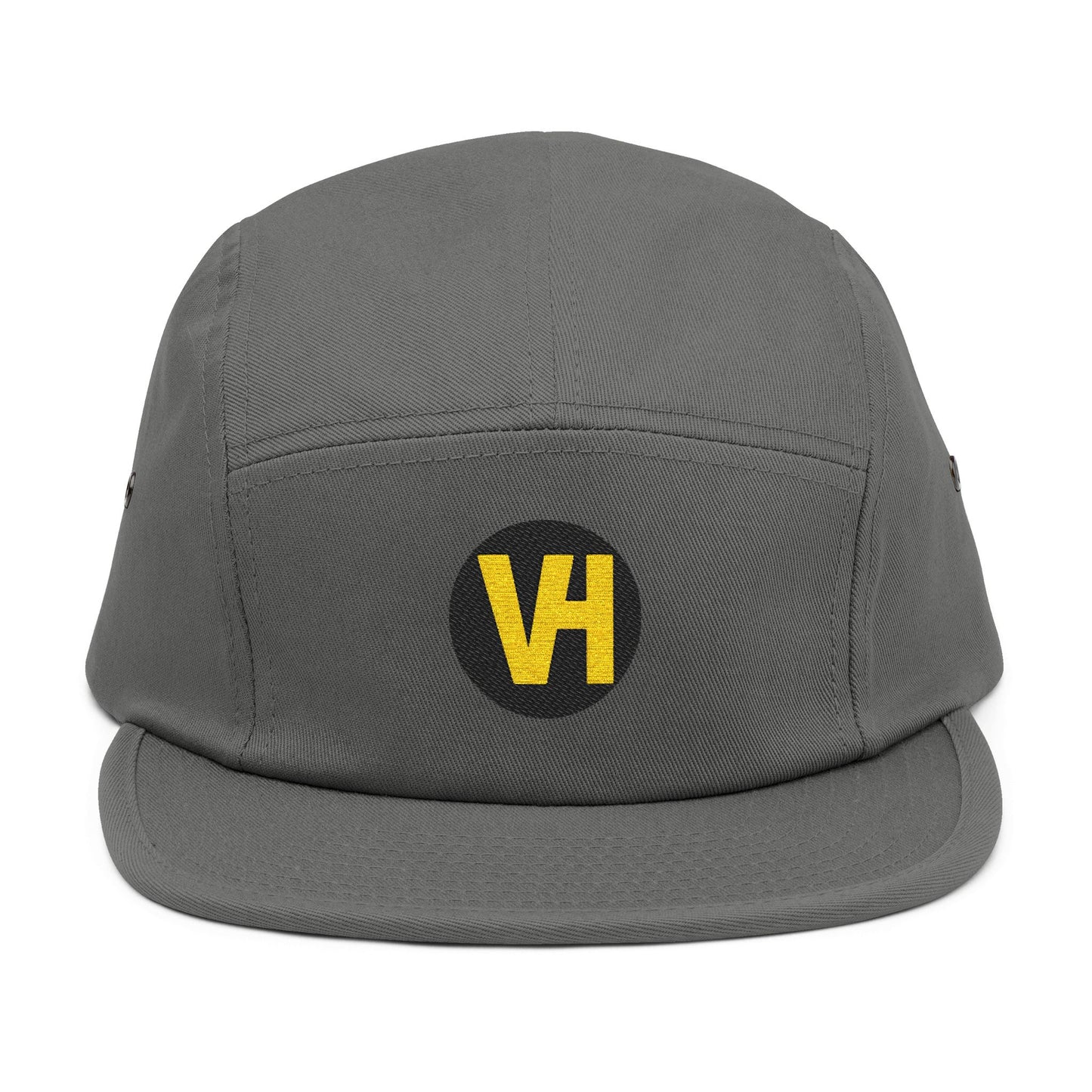 Embroidered VH Logo 5-Panel Cap — Khaki Cotton Camper Hat