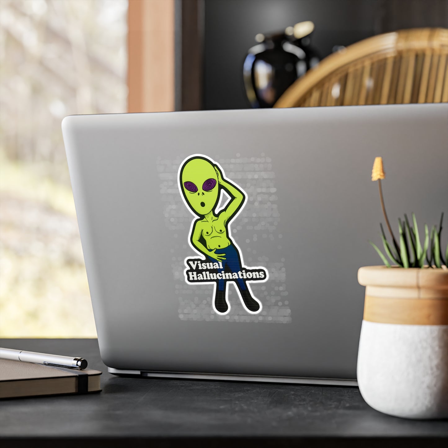 Alien Sticker — 'Visual Hallucinations' Kiss-Cut Vinyl Decal