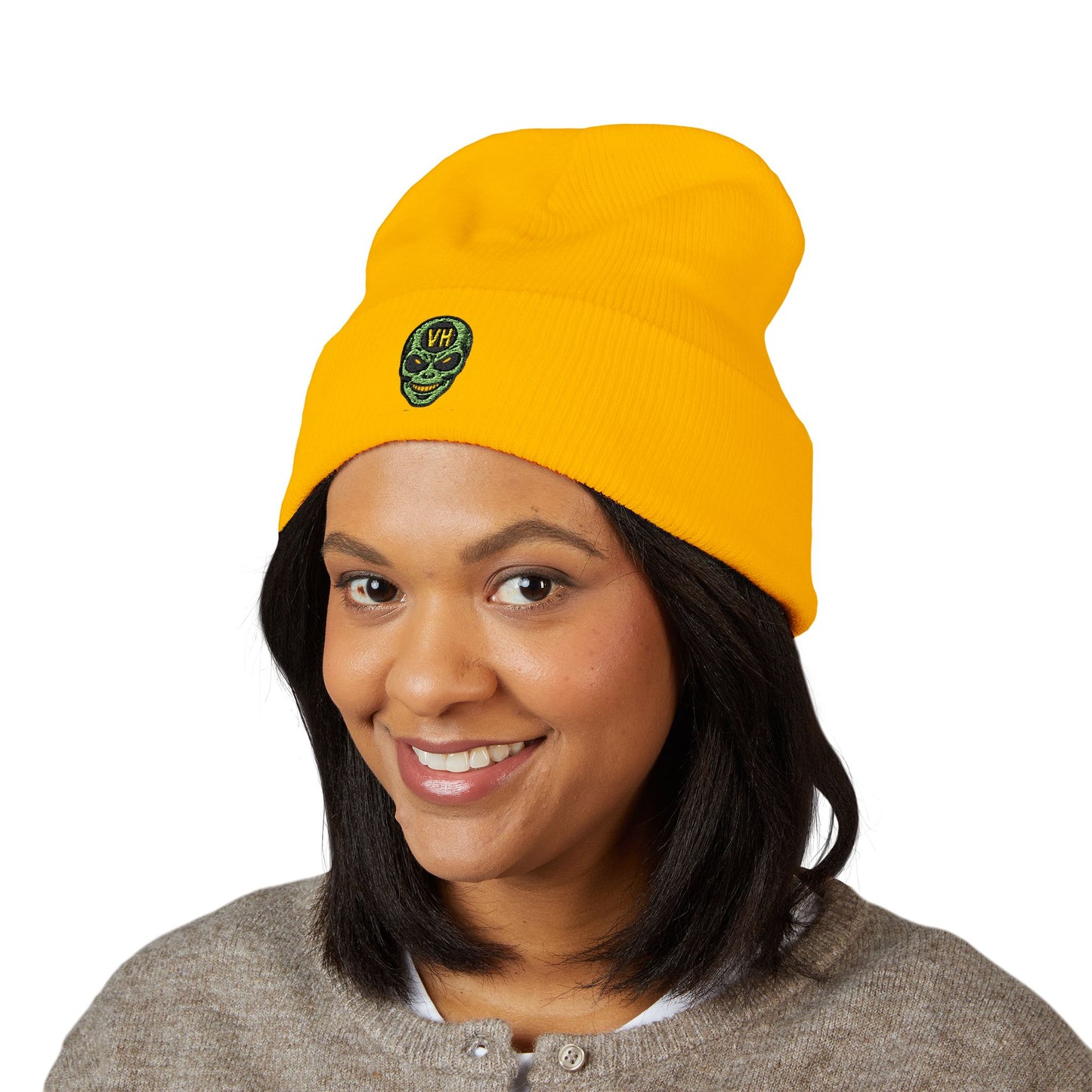 Schizo Alien Comic Beanie — '5150' Psychiatric Nurse & Social Worker Dark Humor Embroidered Cuffed Beanie