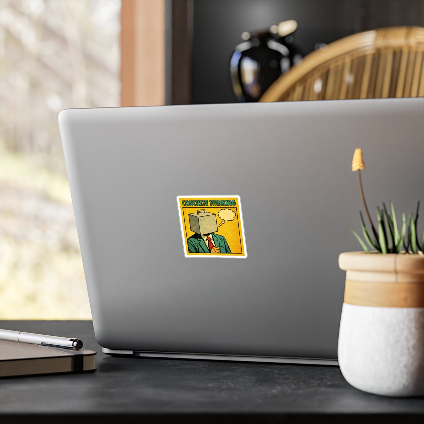 Concrete Thinking Square Vinyl Sticker — Retro Pop ArtConcrete Thinking Decal