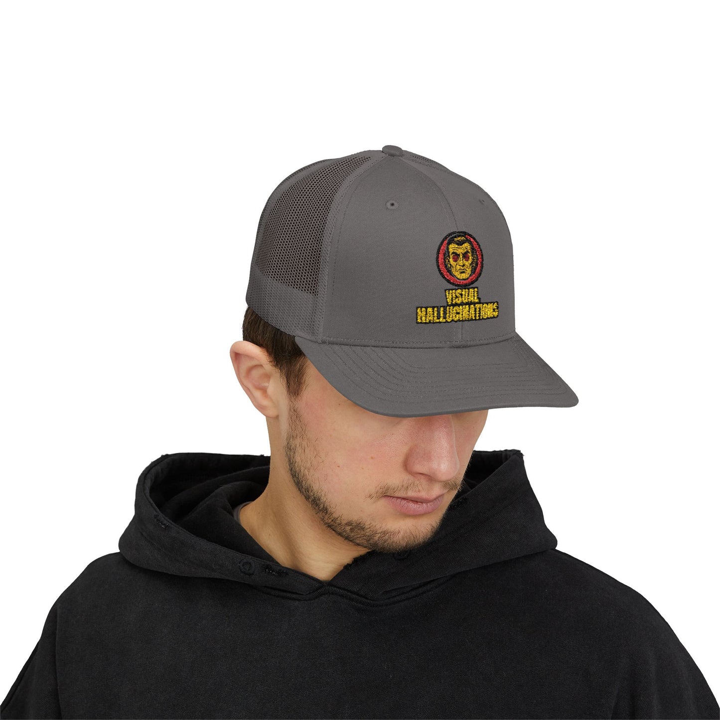 Trucker Cap — Vintage Logo ‘Visual Hallucinations’ Embroidered Snapback