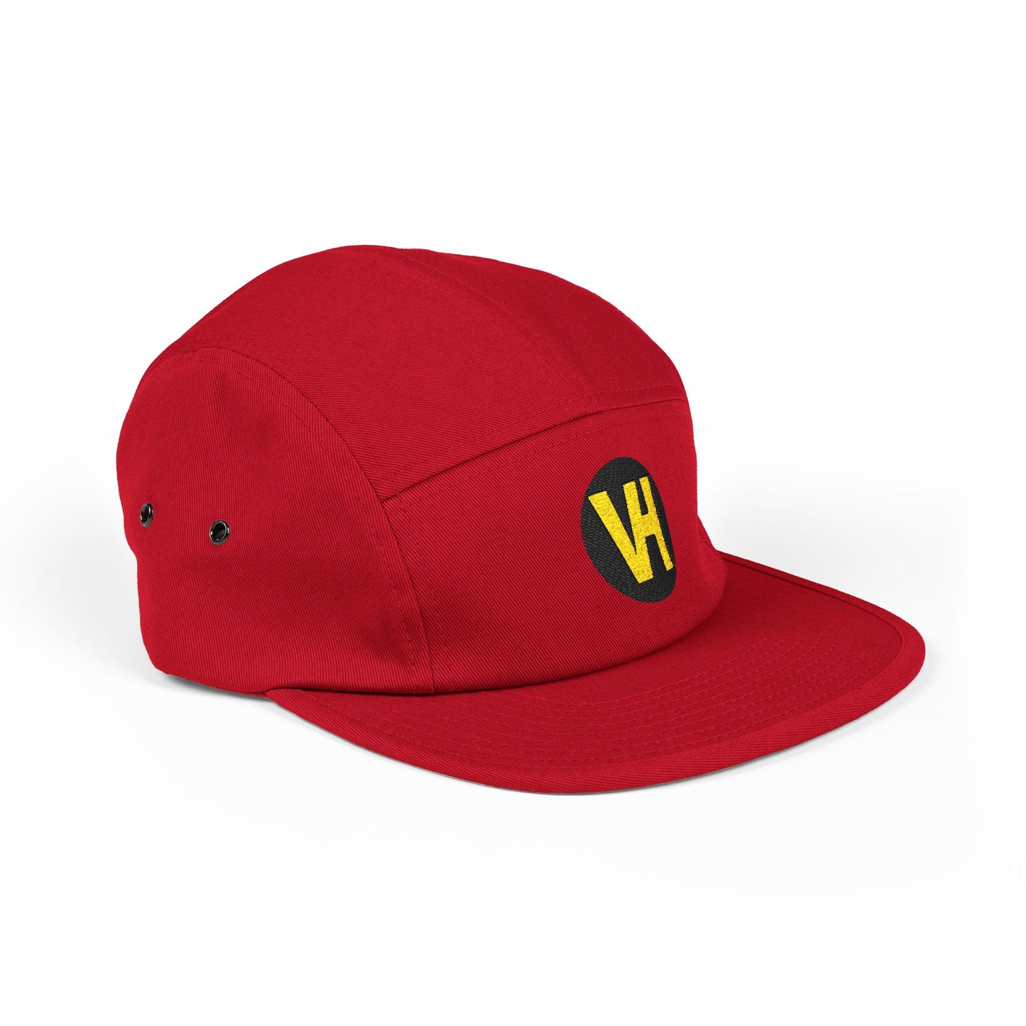 Embroidered VH Logo 5-Panel Cap — Khaki Cotton Camper Hat