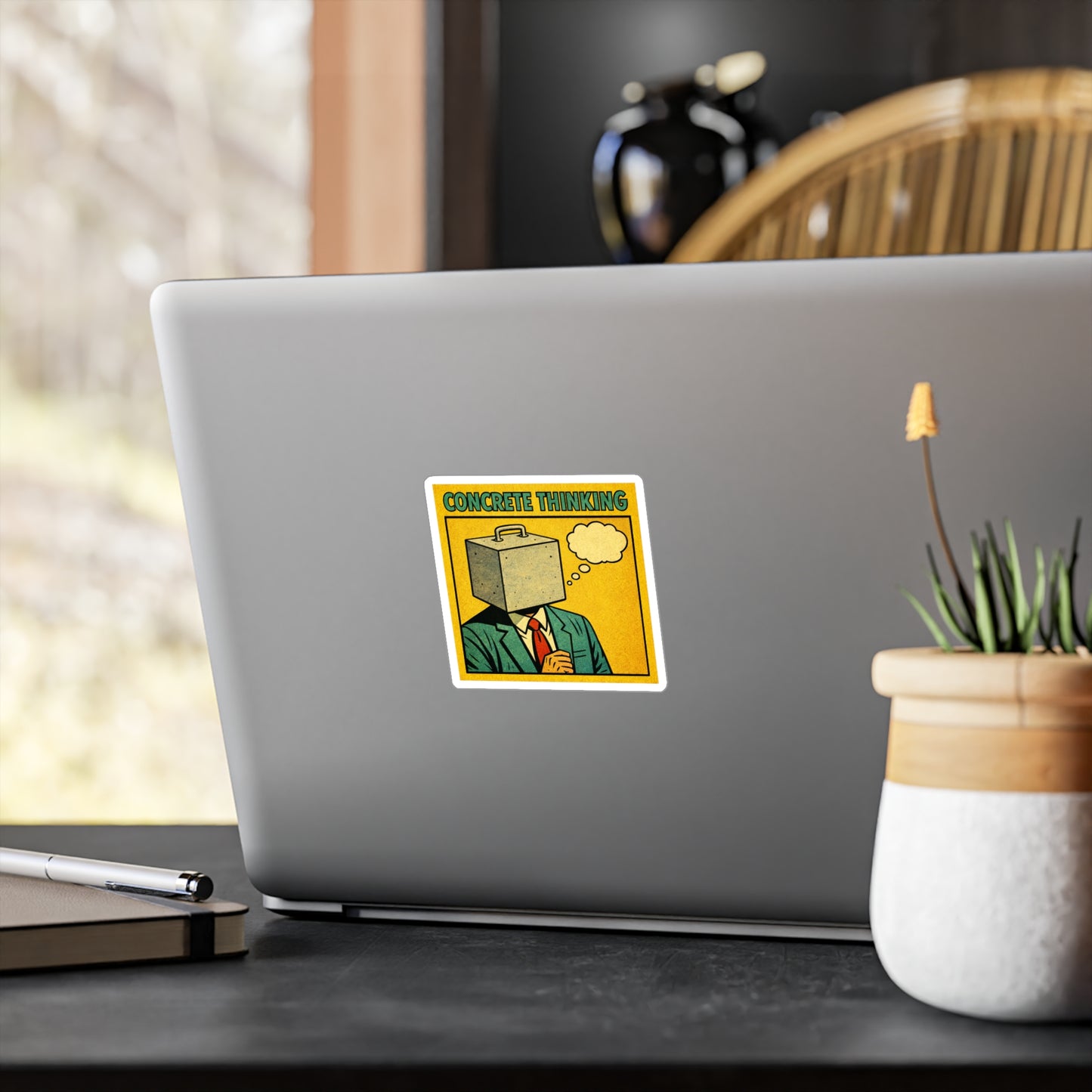 Concrete Thinking Square Vinyl Sticker — Retro Pop ArtConcrete Thinking Decal