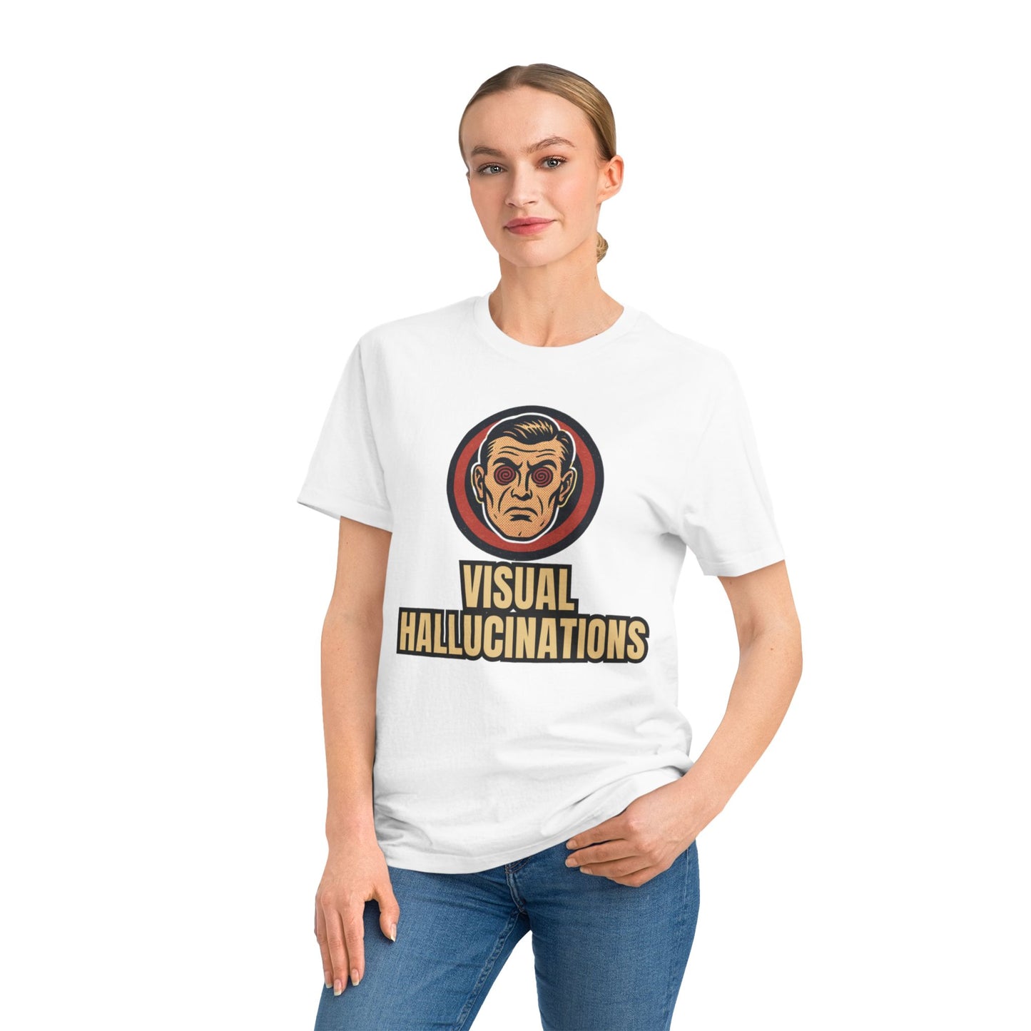 Visual Hallucinations Skull Logo T-Shirt | Retro Psychedelic Illustration