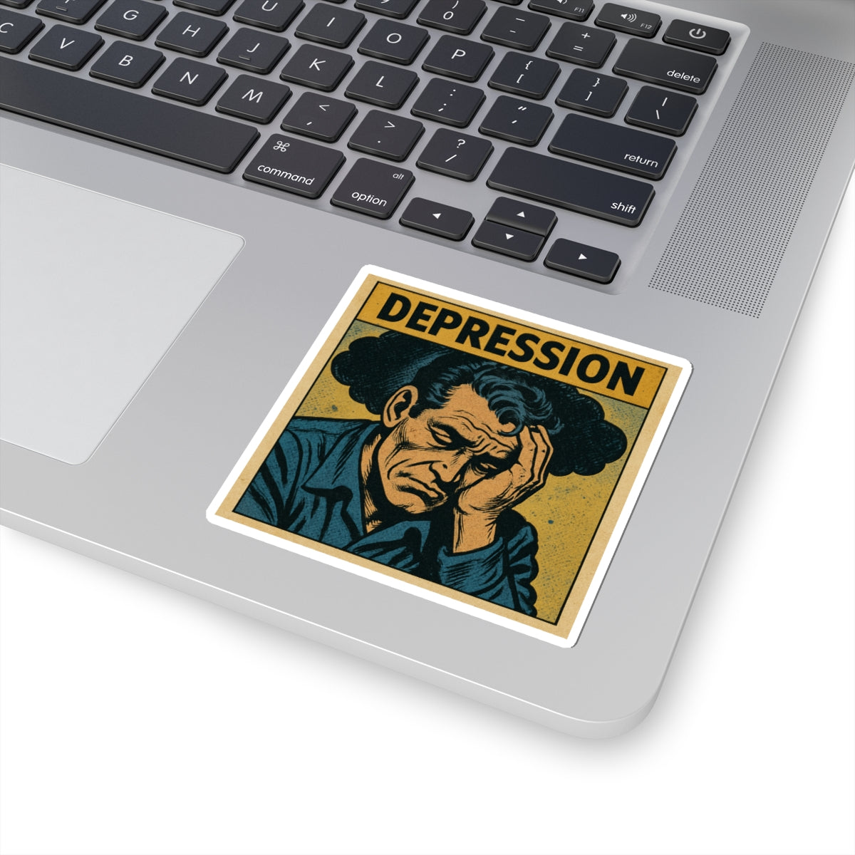 Depression Retro Illustration Kiss-Cut Sticker