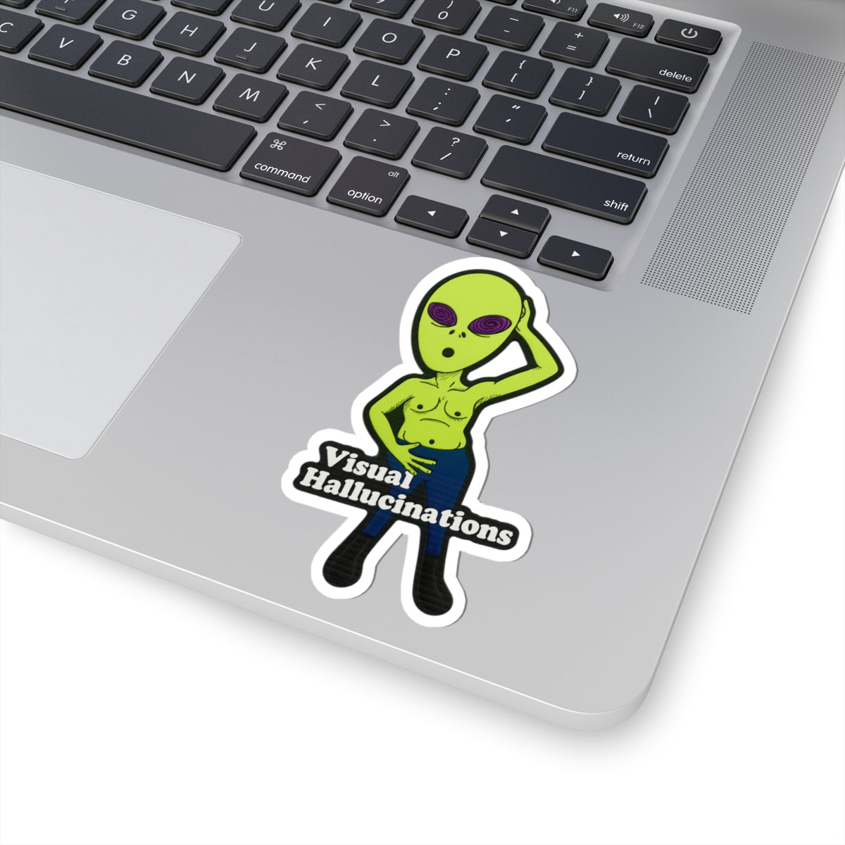 Alien Graphic Sticker — "Visual Hallucinations" Kiss-Cut Vinyl Sticker