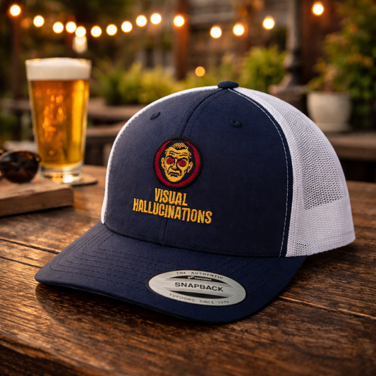 Trucker Cap — Vintage Logo ‘Visual Hallucinations’ Embroidered Snapback