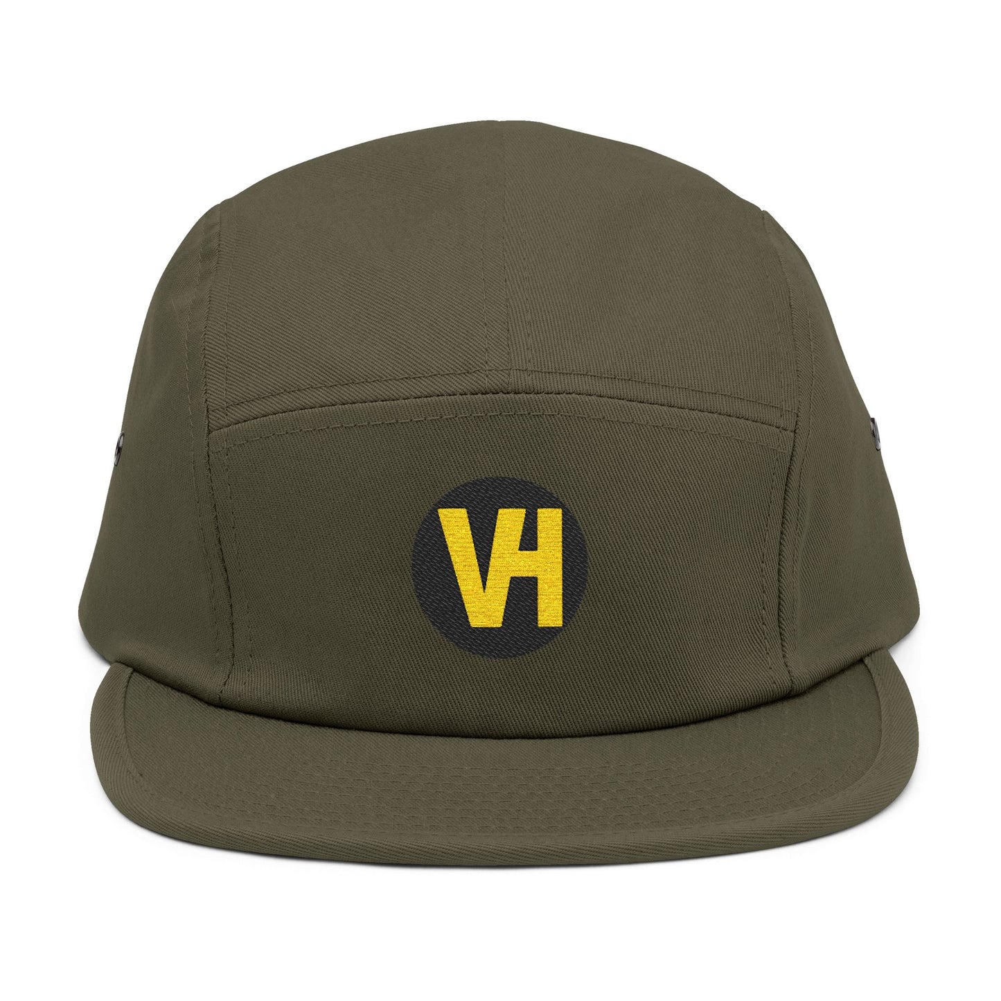 Embroidered VH Logo 5-Panel Cap — Khaki Cotton Camper Hat