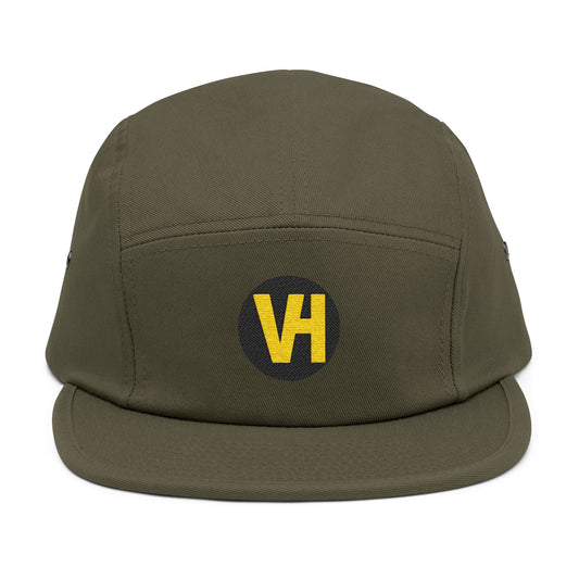 Embroidered VH Logo 5-Panel Cap — Khaki Cotton Camper Hat