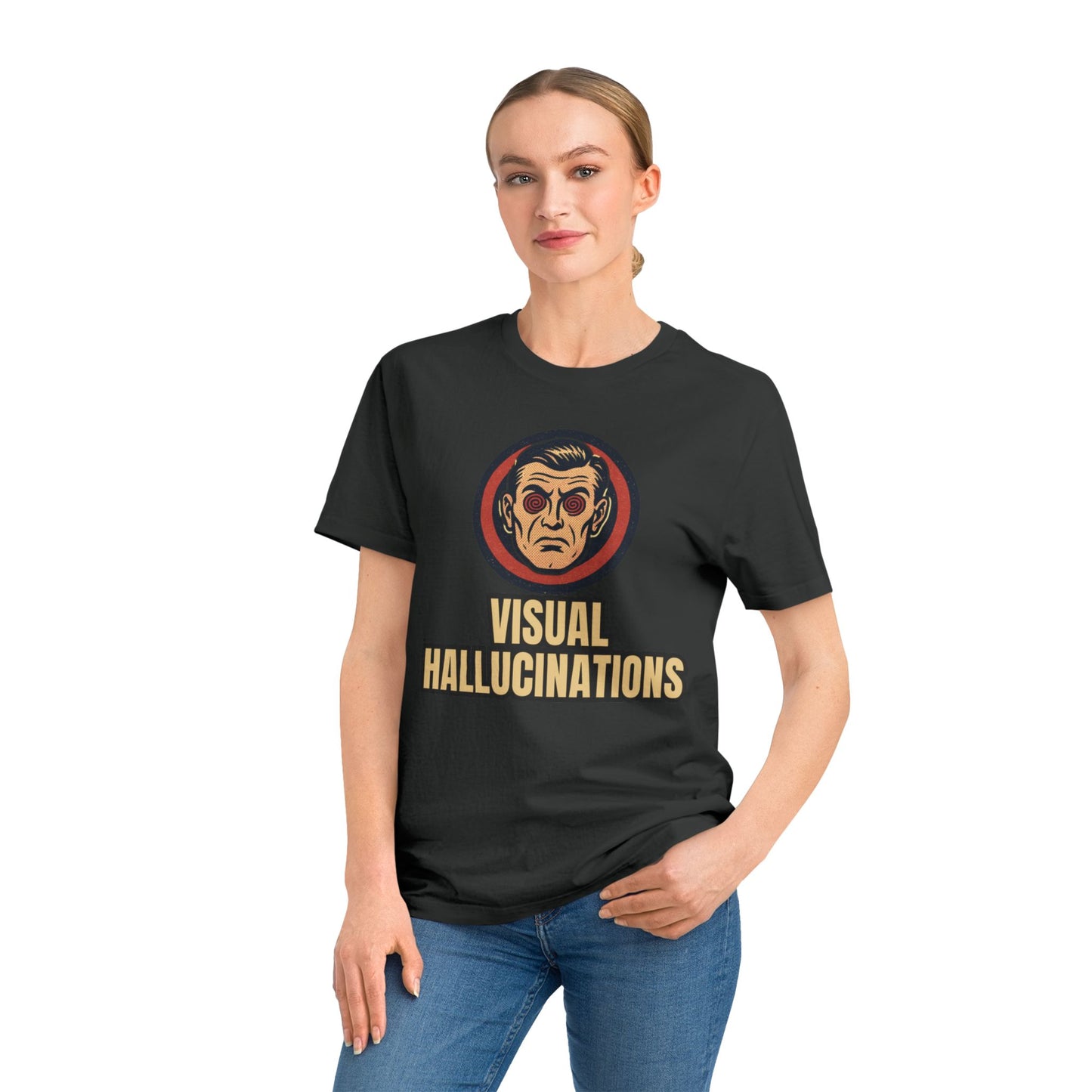 Visual Hallucinations Skull Logo T-Shirt | Retro Psychedelic Illustration