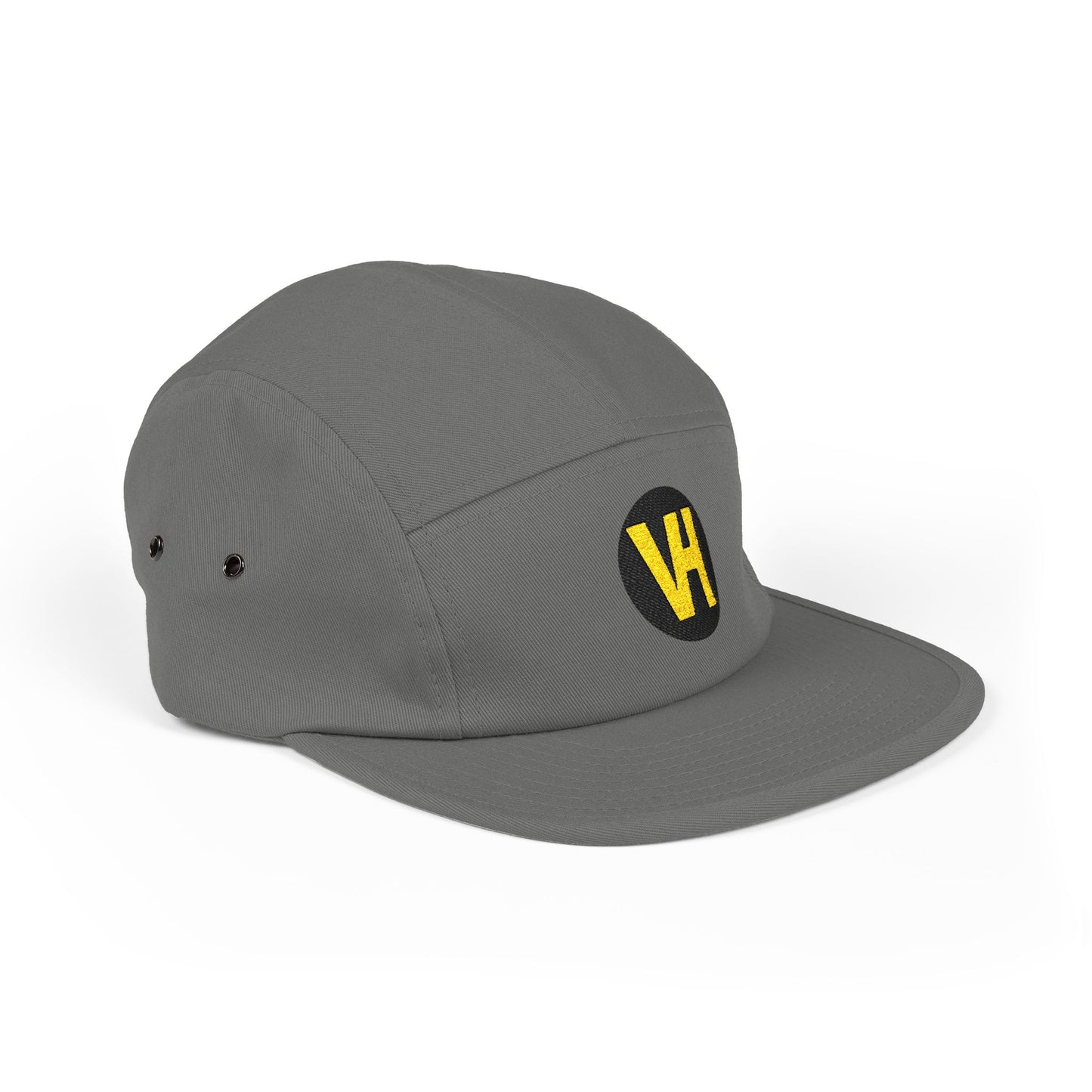 Embroidered VH Logo 5-Panel Cap — Khaki Cotton Camper Hat