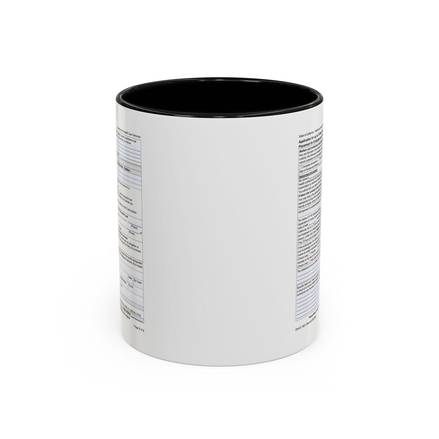 Coffee Mug with California WIC 5150 criteria — Novelty Accent Mug (11/15 oz)