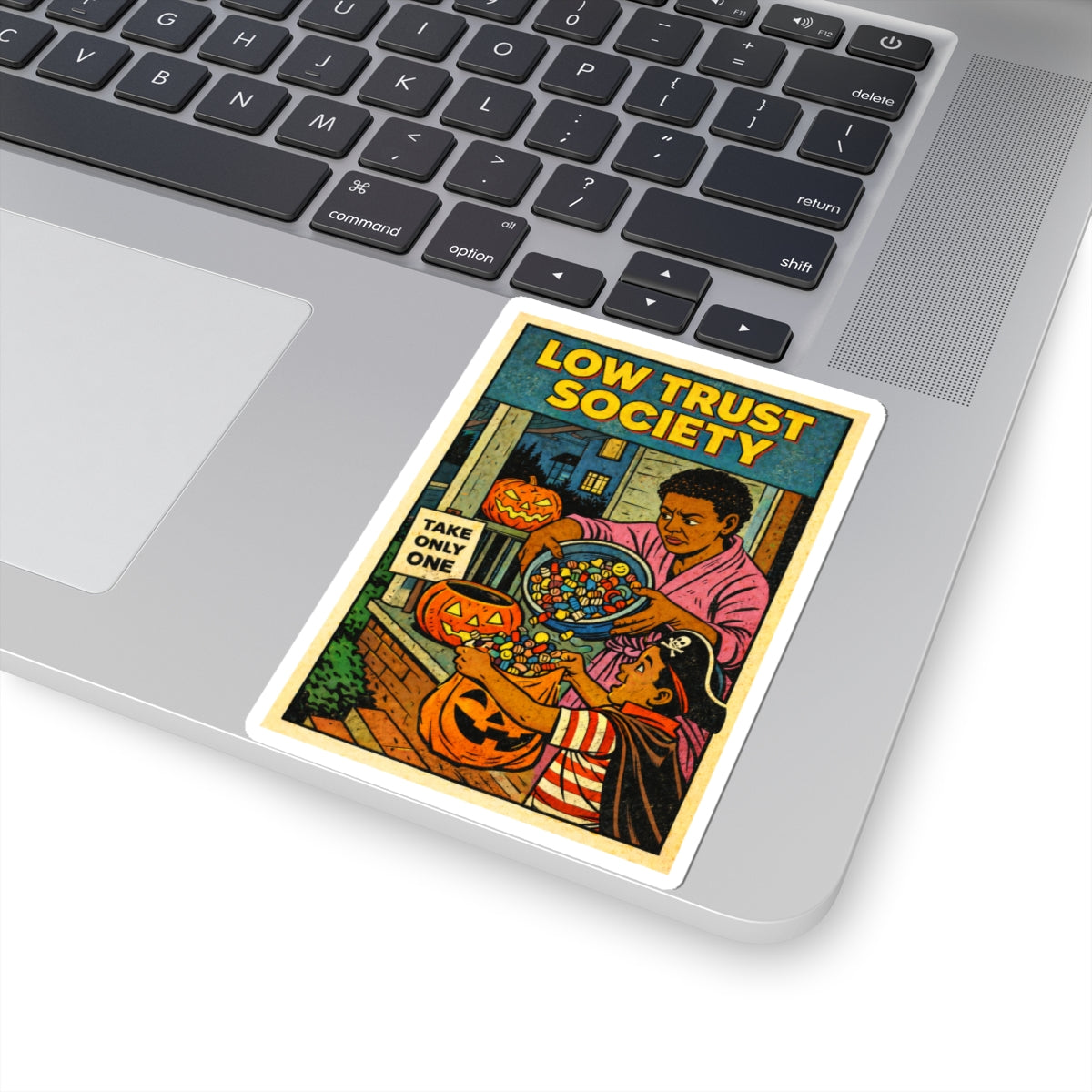 Low Trust Society Halloween Sticker — 'Take Only One' Dark Humor Kiss-Cut Sticker