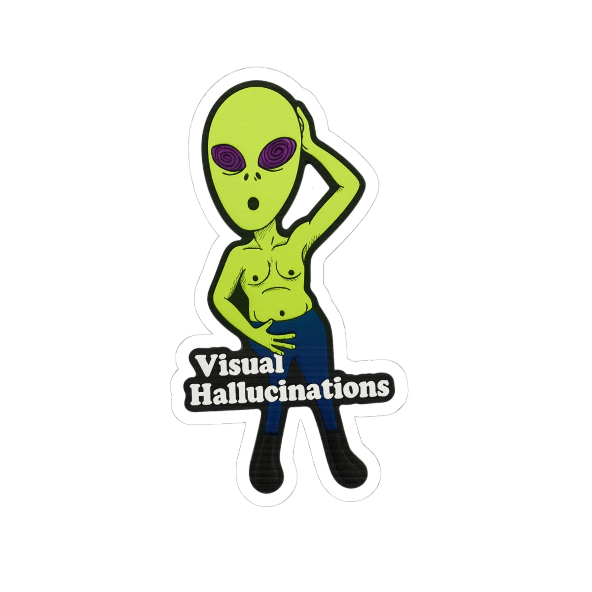 Alien Graphic Sticker — "Visual Hallucinations" Kiss-Cut Vinyl Sticker