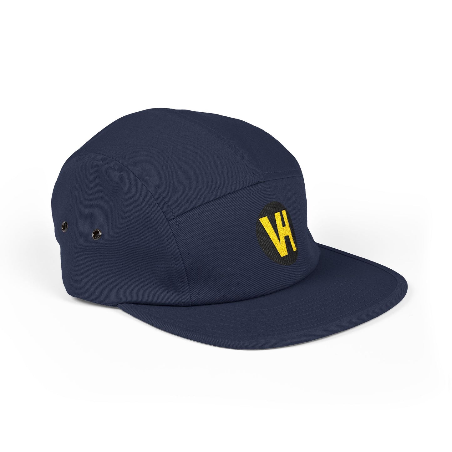 Embroidered VH Logo 5-Panel Cap — Khaki Cotton Camper Hat