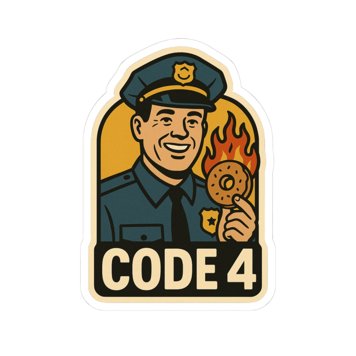 Code 4 Sticker — "Everything’s Okay" Humorous Cop Lingo Kiss-Cut Sticker