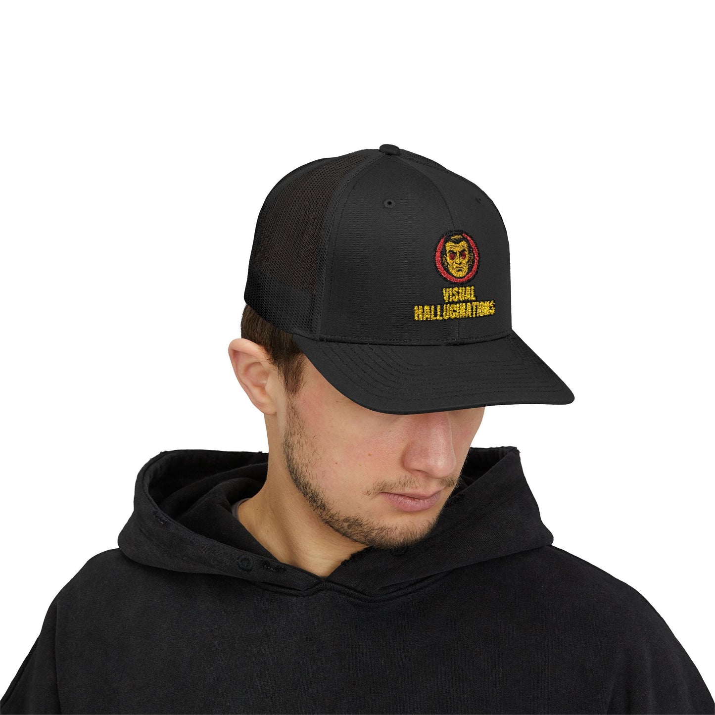 Trucker Cap — Vintage Logo ‘Visual Hallucinations’ Embroidered Snapback