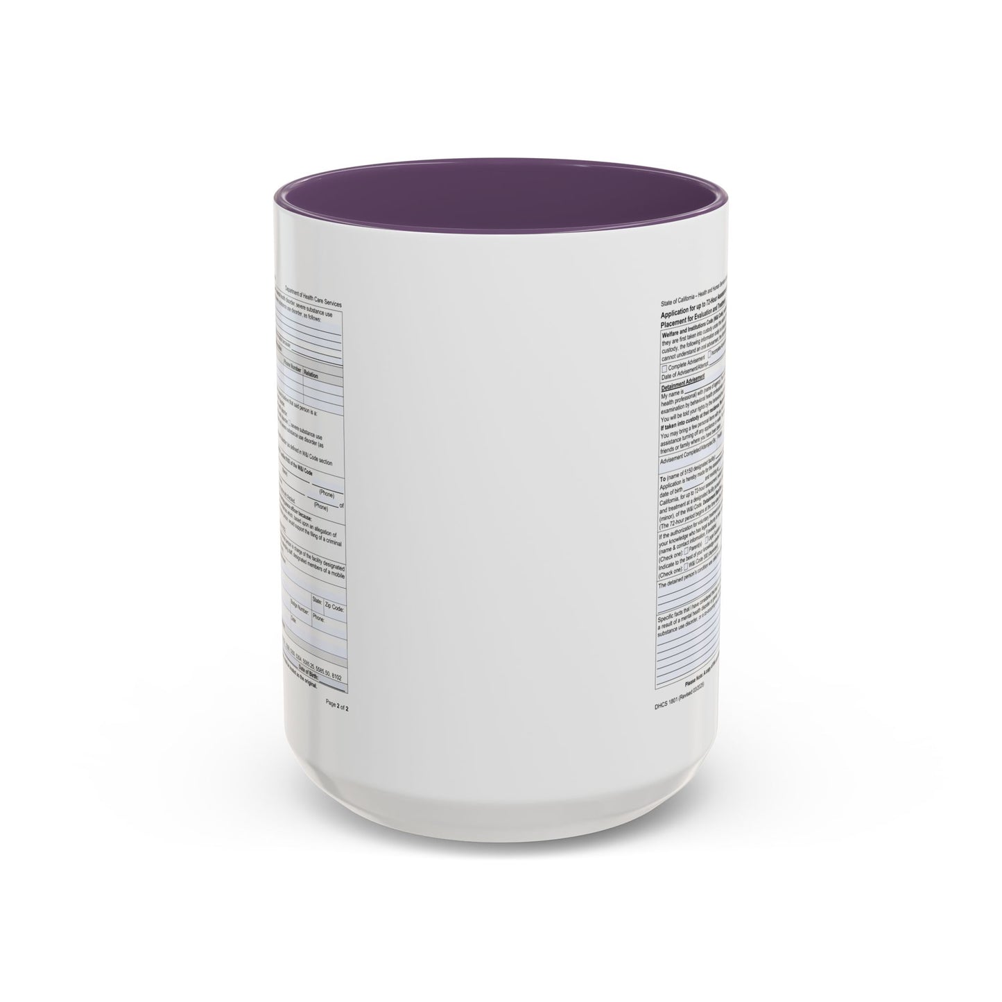 Coffee Mug with California WIC 5150 criteria — Novelty Accent Mug (11/15 oz)