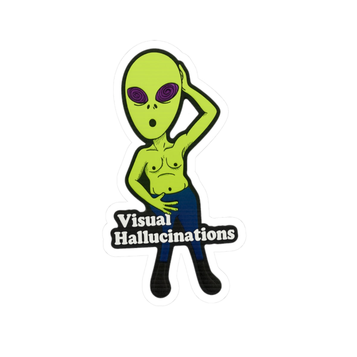 Alien Graphic Sticker — "Visual Hallucinations" Kiss-Cut Vinyl Sticker