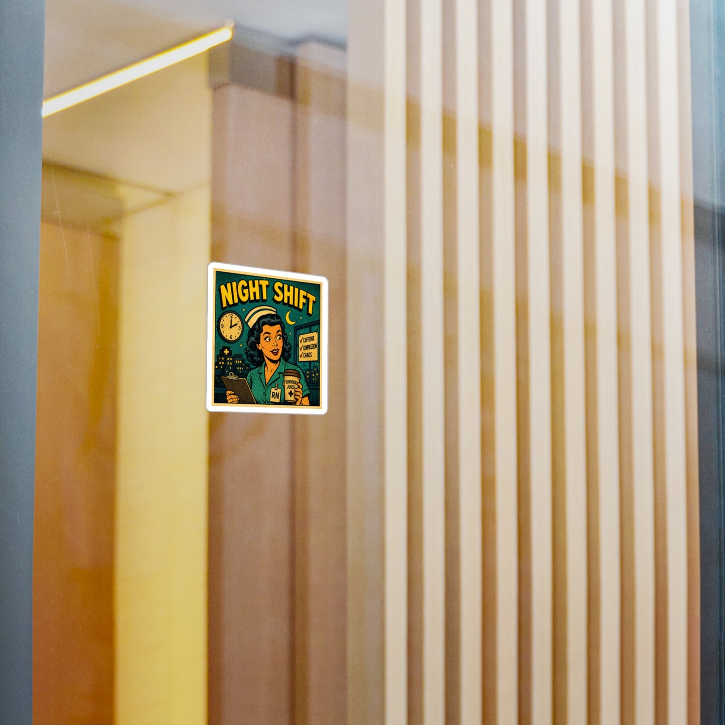 Night Shift Nurse Sticker — Retro Vinyl Decal (RN "Survival Juice")