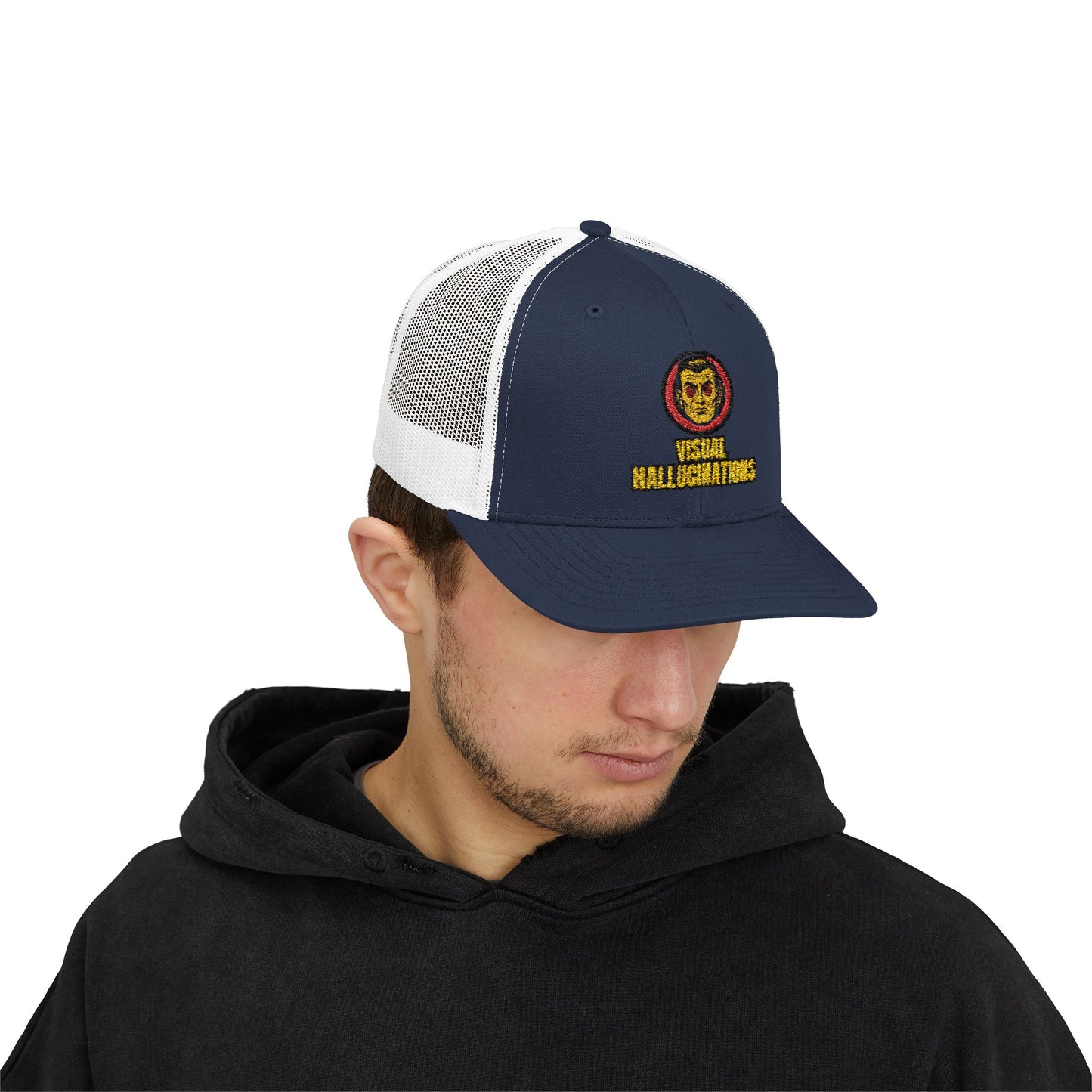 Trucker Cap — Vintage Logo ‘Visual Hallucinations’ Embroidered Snapback