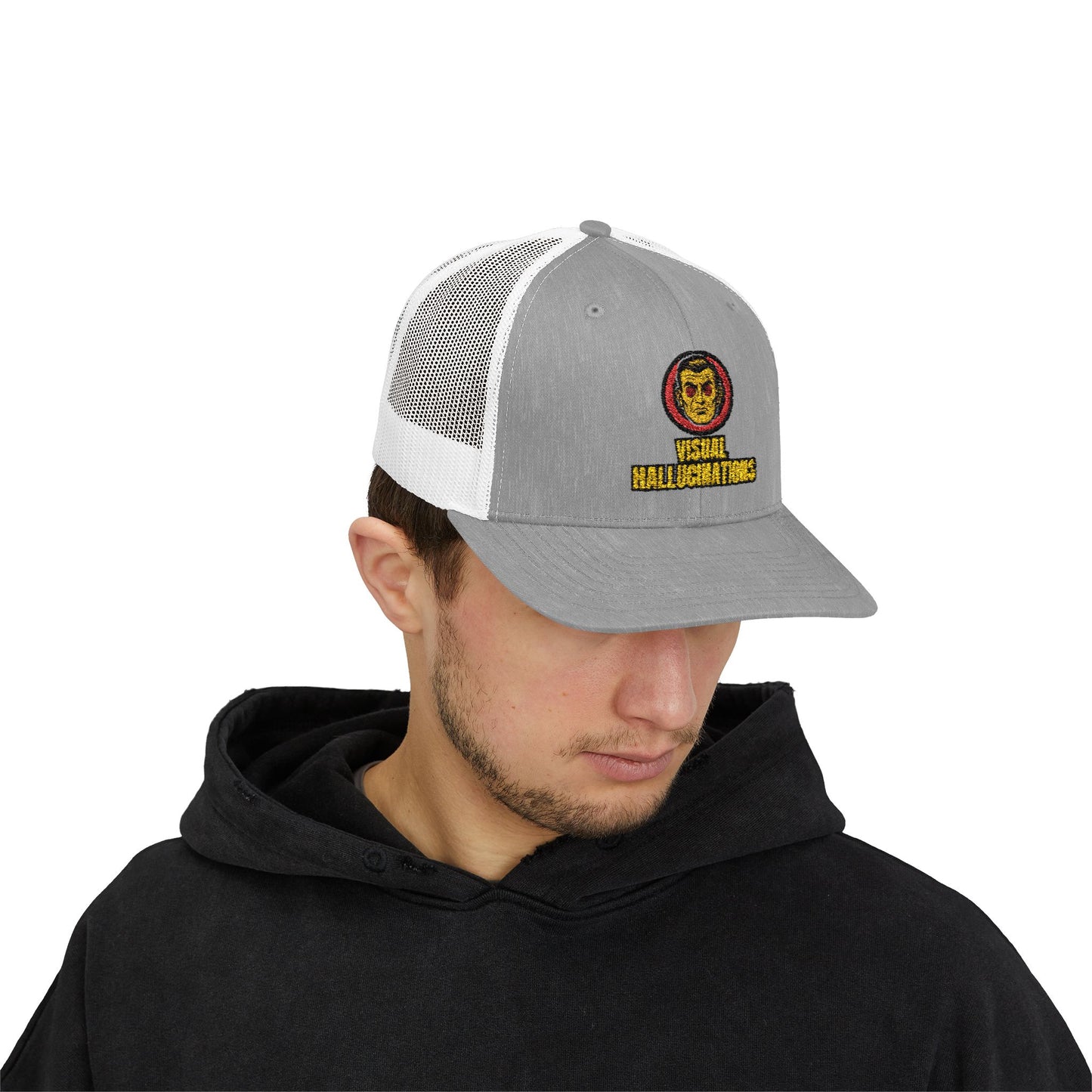 Trucker Cap — Vintage Logo ‘Visual Hallucinations’ Embroidered Snapback