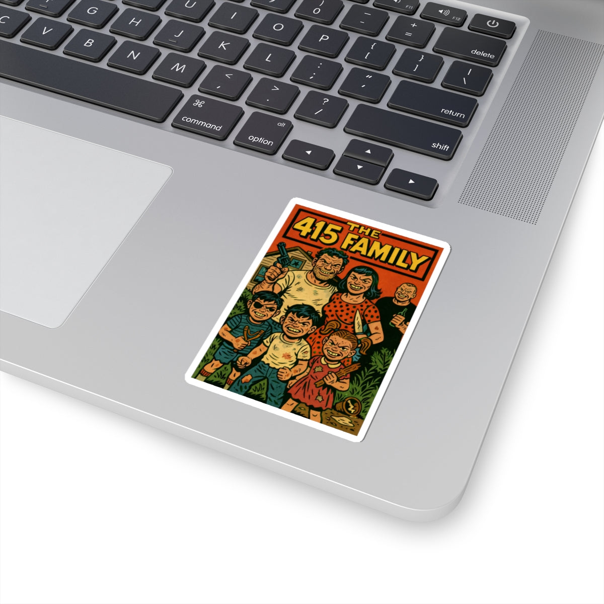 The 415 Family Vintage Comic Sticker — Dark Retro Horror Kiss-Cut Sticker