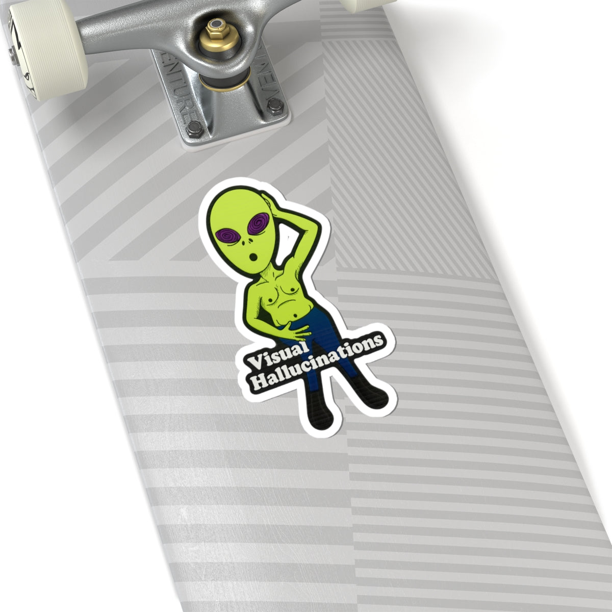 Alien Graphic Sticker — "Visual Hallucinations" Kiss-Cut Vinyl Sticker