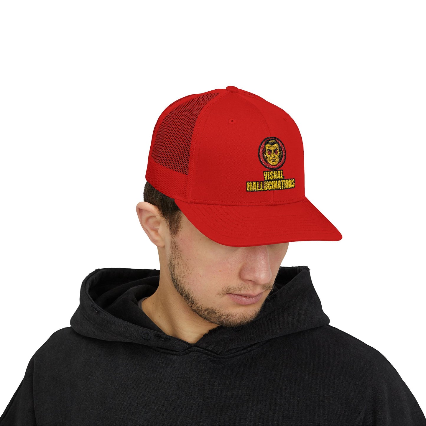 Trucker Cap — Vintage Logo ‘Visual Hallucinations’ Embroidered Snapback