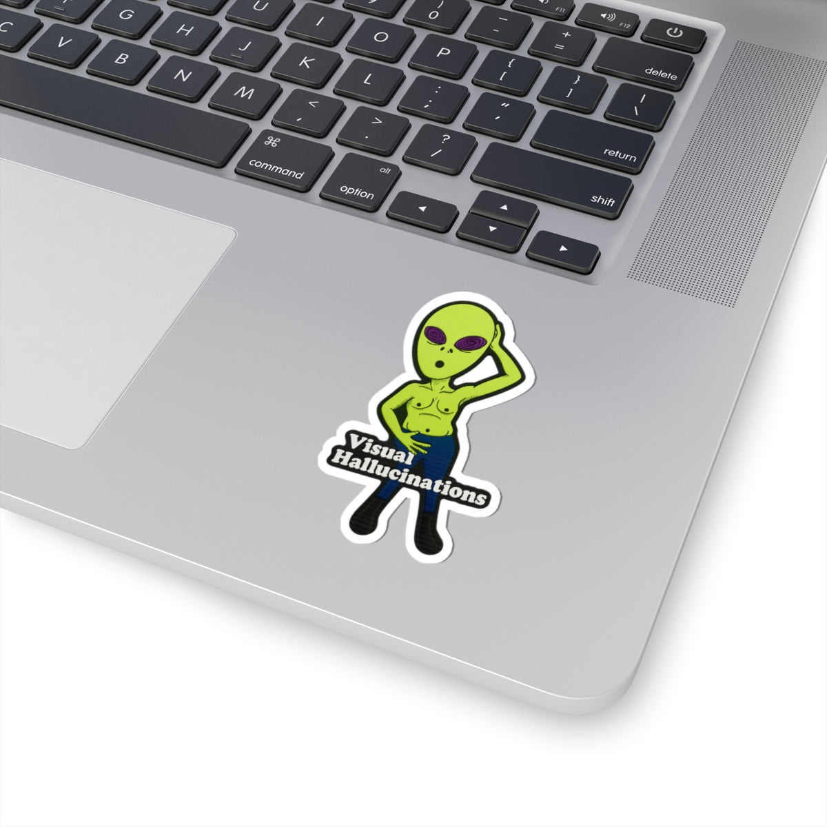Alien Graphic Sticker — "Visual Hallucinations" Kiss-Cut Vinyl Sticker