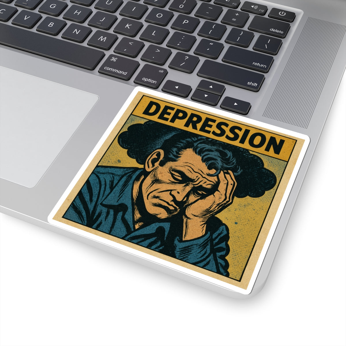 Depression Retro Illustration Kiss-Cut Sticker