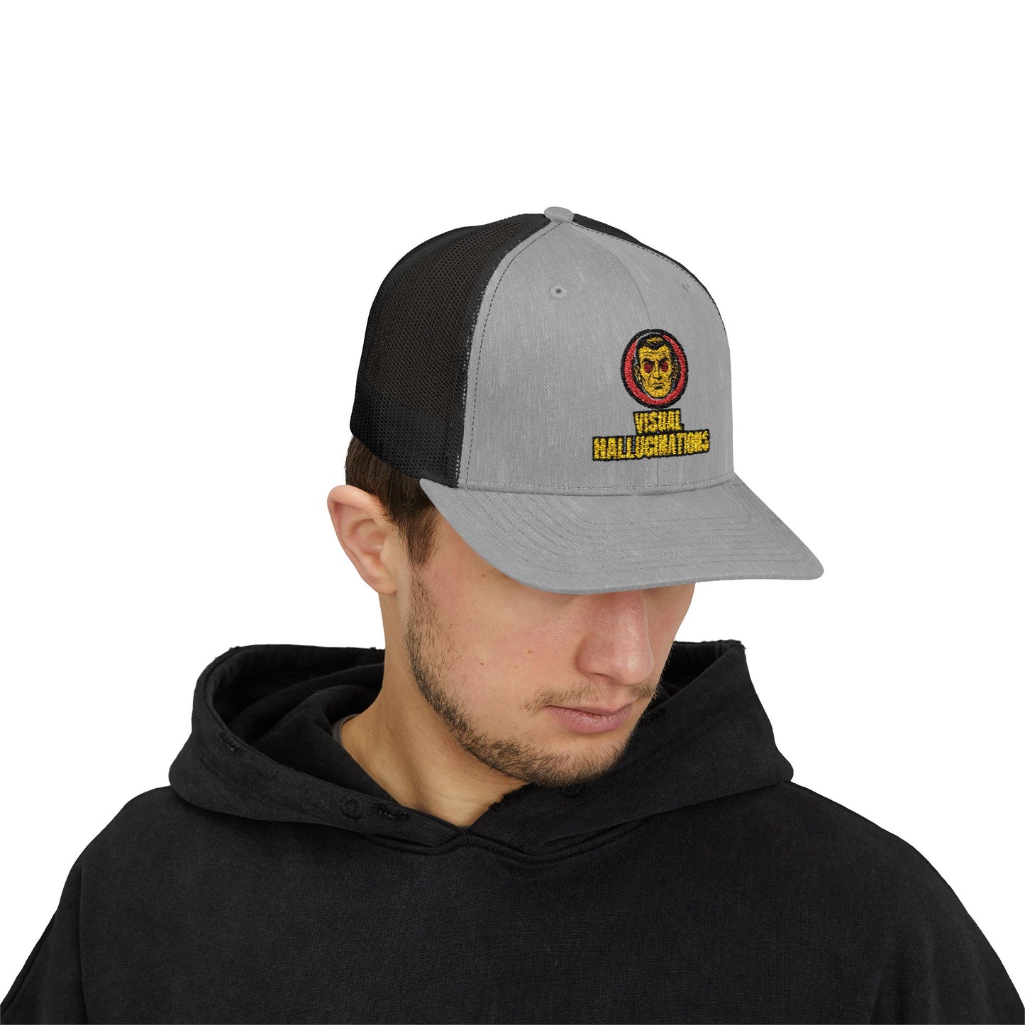 Trucker Cap — Vintage Logo ‘Visual Hallucinations’ Embroidered Snapback
