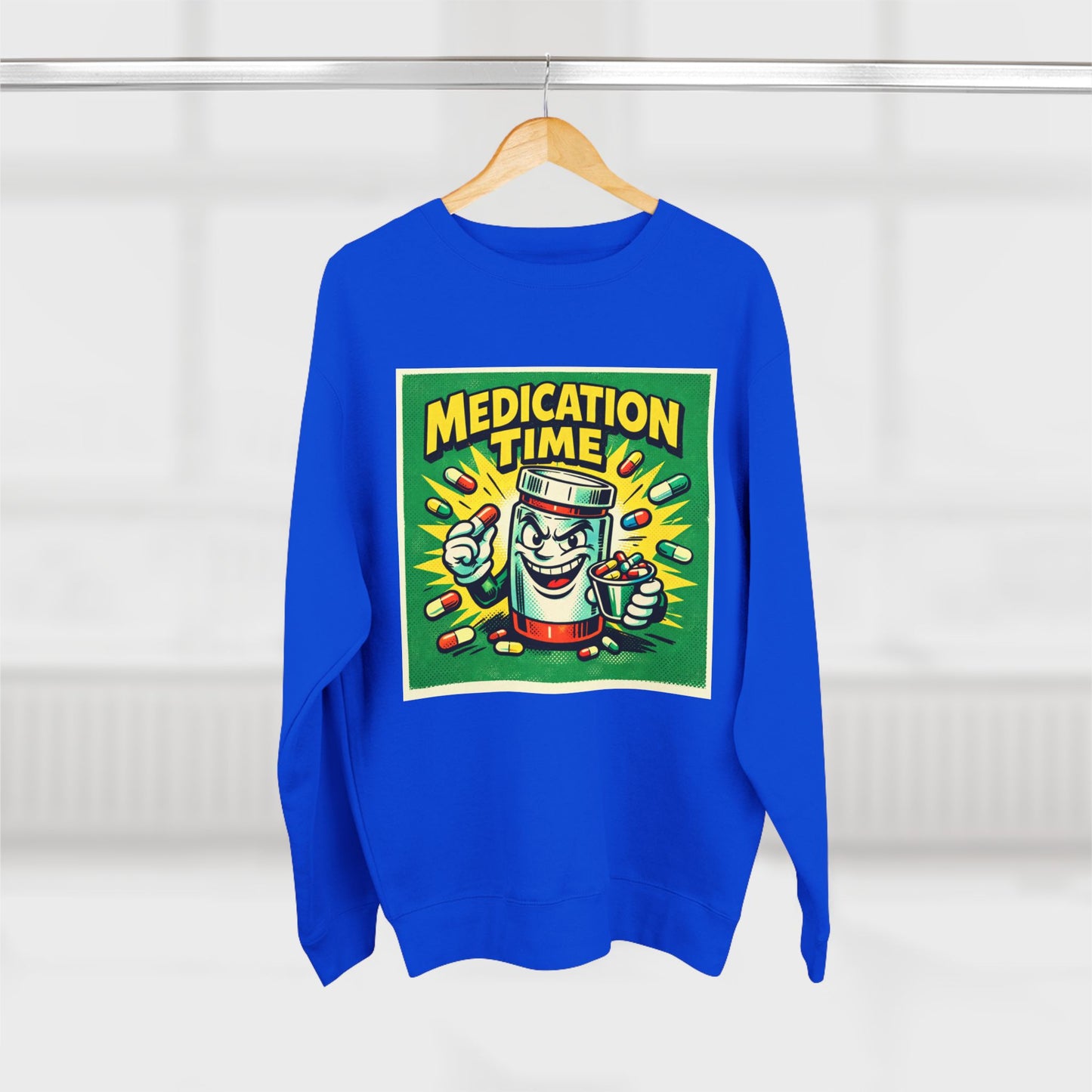 Medication Time Sweatshirt – Funny Prescription Pill Bottle Crewneck