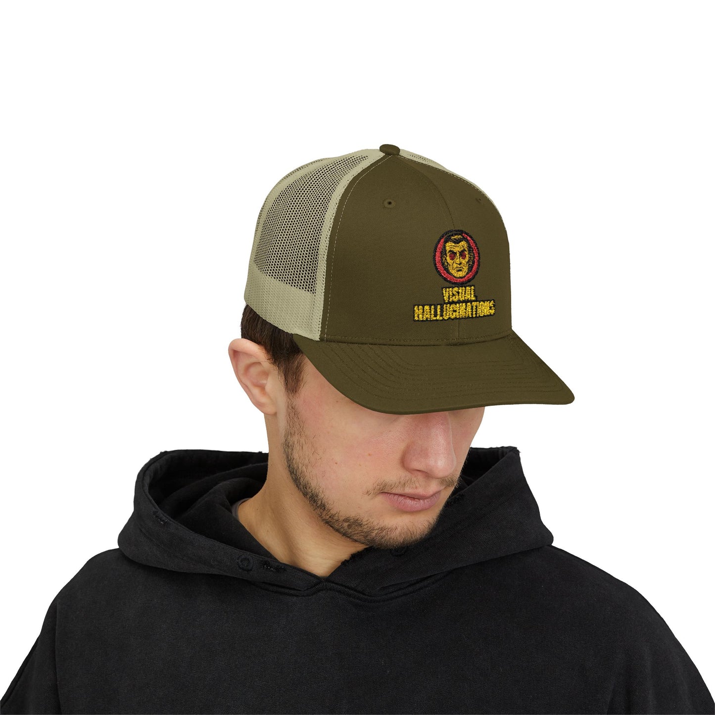 Trucker Cap — Vintage Logo ‘Visual Hallucinations’ Embroidered Snapback
